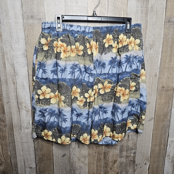 Vintage Speedo Swim Trunks Hawaiian Tropical Mesh Lined Board Shorts Size XL - Picture 1 of 9